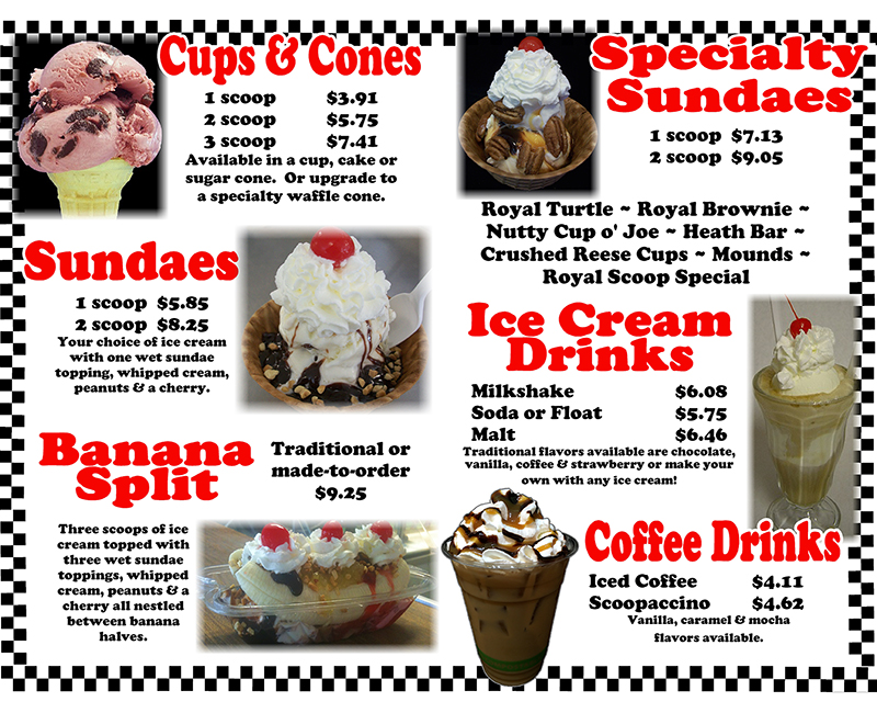 Royal Scoop lunch menu