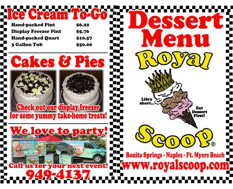 Royal Scoop lunch menu
